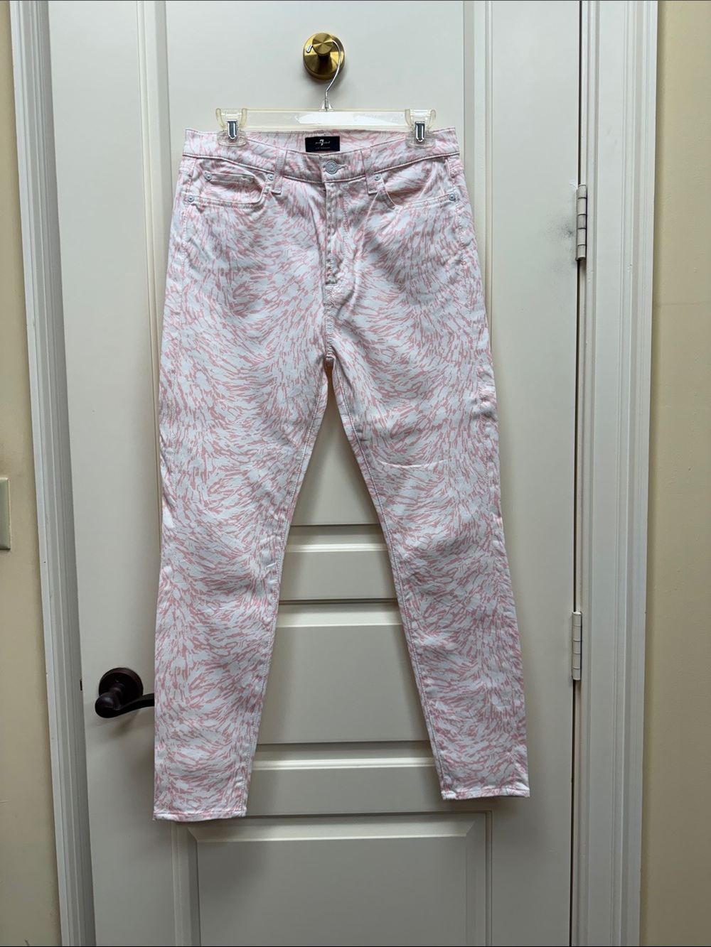 7 For All Mankind Pink & White Swirl Skinny Jeans Never Worn